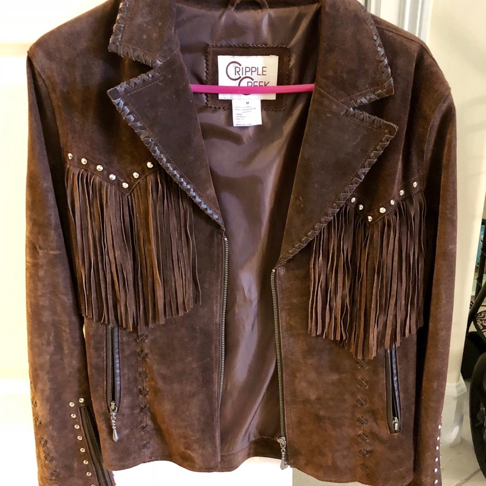 Cripple Creek Brown suede jacket with fringe